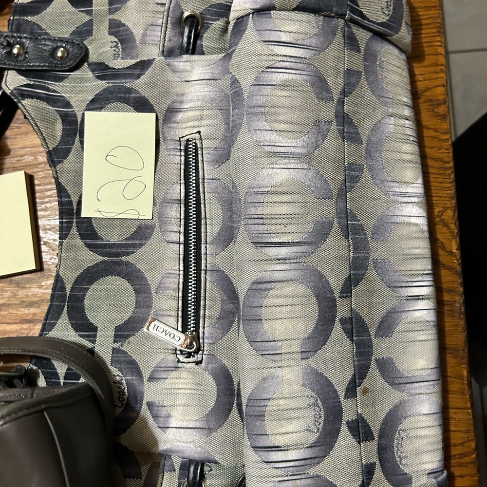 Coach Black and Gray Circular Pattern Tote